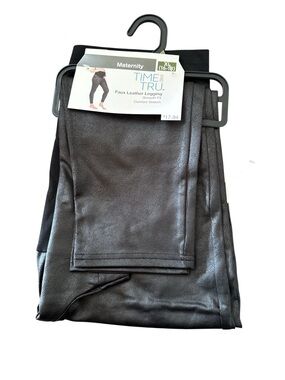 Time and Tru Faux Leather Maternity Leggings - Black